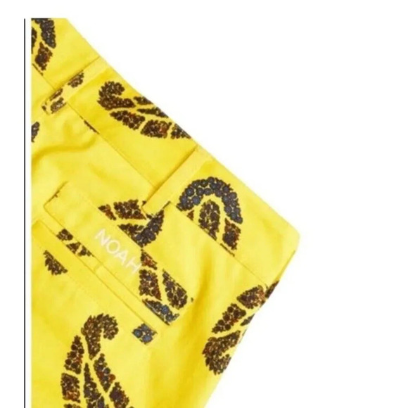 Noah NWT Floral Paisley Pleated Chino Pants Trousers Yellow SIZE 32 Mens - Picture 10 of 10